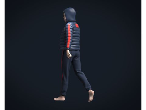 Girls Outfit - Puffer Jacket with Jogger Model 3D