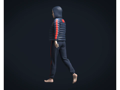 Girls Outfit - Puffer Jacket with Jogger 3D Model