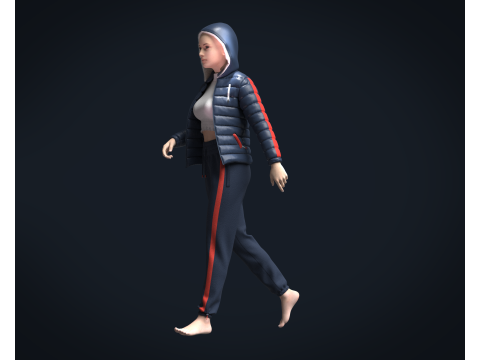 Girls Outfit - Puffer Jacket with Jogger Model 3D