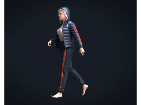Girls Outfit - Puffer Jacket with Jogger 3D Model
