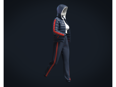 Girls Outfit - Puffer Jacket with Jogger Model 3D