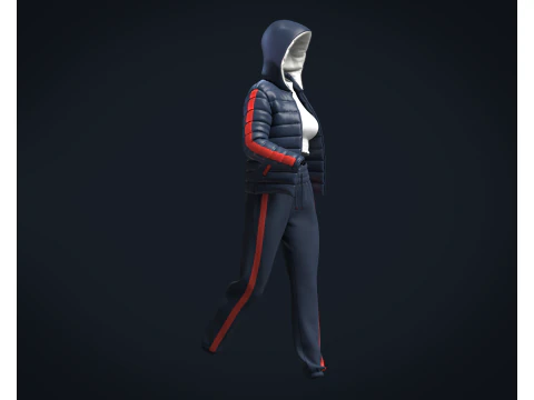 Girls Outfit - Puffer Jacket with Jogger 3D Model