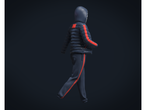 Girls Outfit - Puffer Jacket with Jogger Model 3D