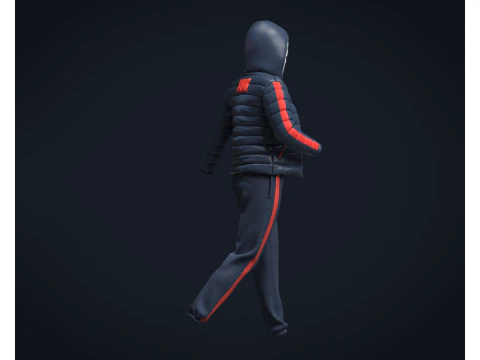 Girls Outfit - Puffer Jacket with Jogger 3D Model