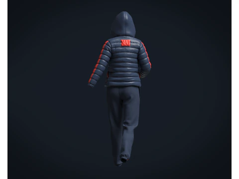 Girls Outfit - Puffer Jacket with Jogger 3D Model