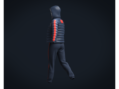Girls Outfit - Puffer Jacket with Jogger Model 3D