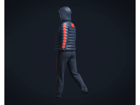 Girls Outfit - Puffer Jacket with Jogger 3D Model