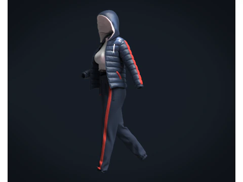 Girls Outfit - Puffer Jacket with Jogger 3D Model