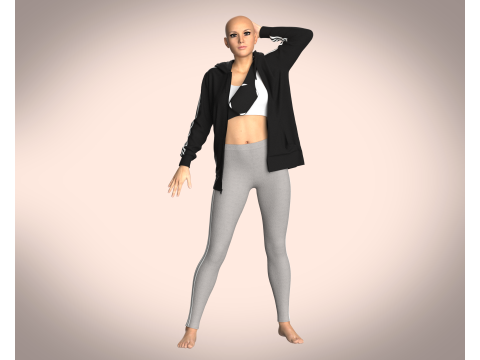 Girls Jacket and Legging with Side Bag - outfit 3Dモデル