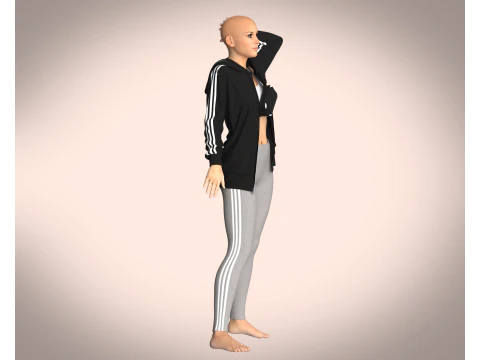 Girls Jacket and Legging with Side Bag - outfit 3D Model