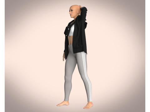 Girls Jacket and Legging with Side Bag - outfit 3D मॉडल