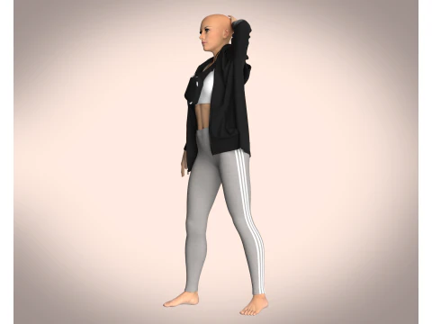 Girls Jacket and Legging with Side Bag - outfit 3D Model