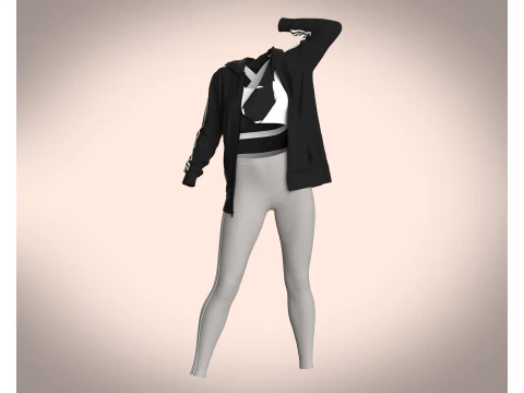Girls Jacket and Legging with Side Bag - outfit 3D Model