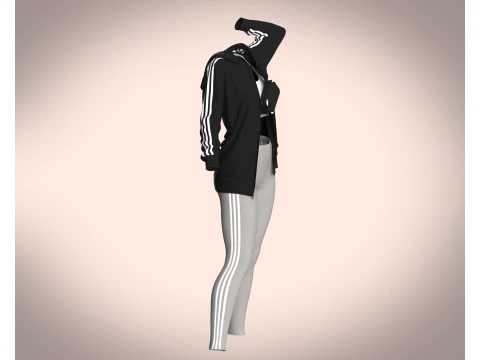 Girls Jacket and Legging with Side Bag - outfit 3D Model