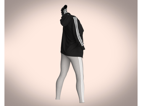 Girls Jacket and Legging with Side Bag - outfit 3D मॉडल