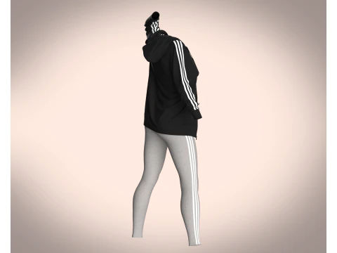 Girls Jacket and Legging with Side Bag - outfit 3D Model