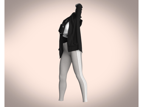 Girls Jacket and Legging with Side Bag - outfit 3D मॉडल
