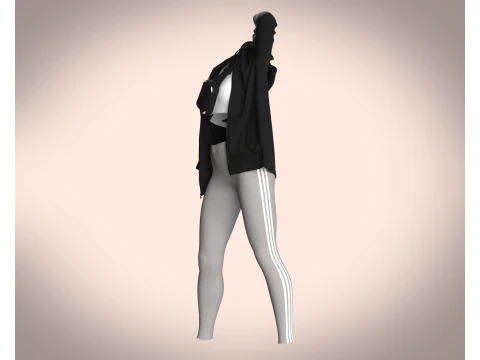Girls Jacket and Legging with Side Bag - outfit 3D Model