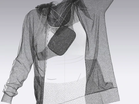 Girls Jacket and Legging with Side Bag - outfit 3D Model