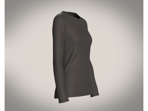 Girls Long Sleeve Tshirt-Single Color 3D Model