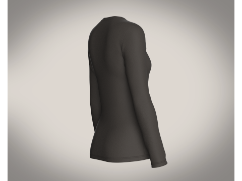 Girls Long Sleeve Tshirt-Single Color 3D Model
