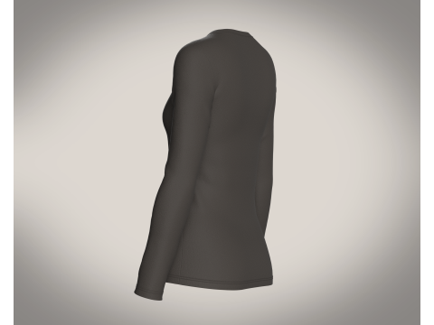 Girls Long Sleeve Tshirt-Single Color 3D Model