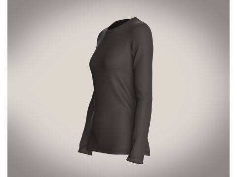 Girls Long Sleeve Tshirt-Single Color 3D Model