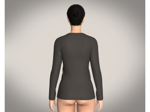 Girls Long Sleeve Tshirt-Single Color 3D Model