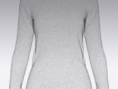 Girls Long Sleeve Tshirt-Single Color 3D Model