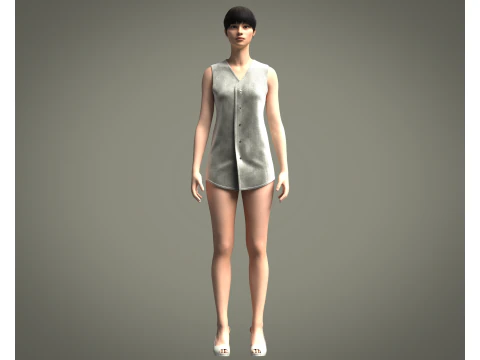 Girls Long Koti 3D Model