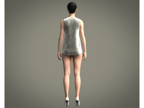 Girls Long Koti Modello 3D