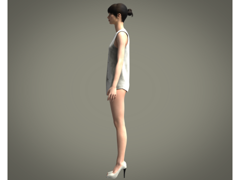Girls Long Koti Modello 3D