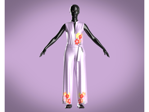 Girls Silk Dress 3D Model