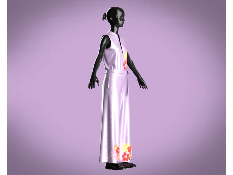 Girls Silk Dress 3D Model