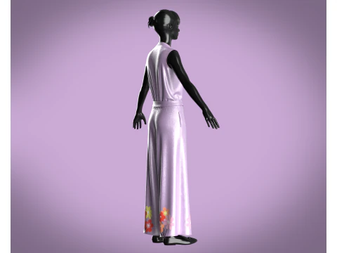 Girls Silk Dress 3D Model