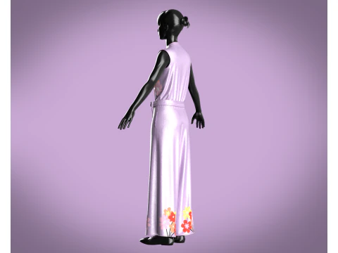 Girls Silk Dress 3D Model
