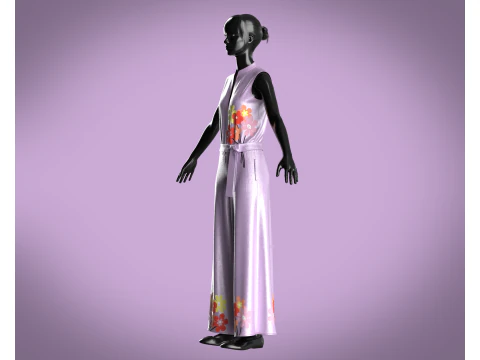 Girls Silk Dress 3D Model