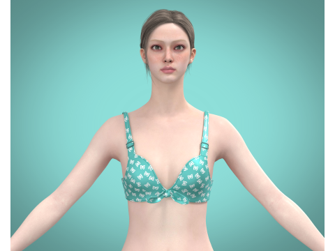 Girls Printed Bra 3D Модель