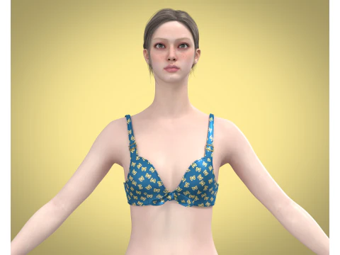 Girls Printed Bra V2 3D Model