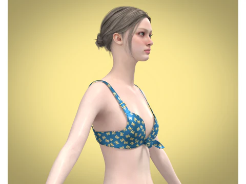 Girls Printed Bra V2 3D Model