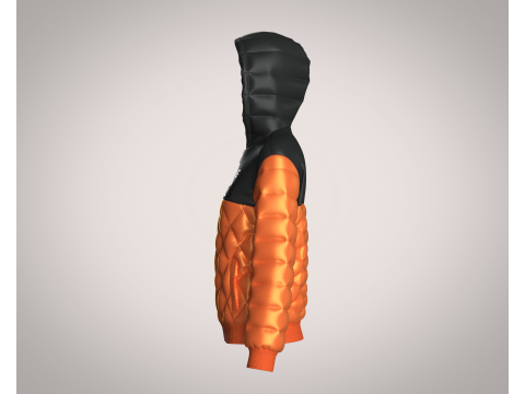 Girls Puffer Hoodie With Red And Black 3D Model