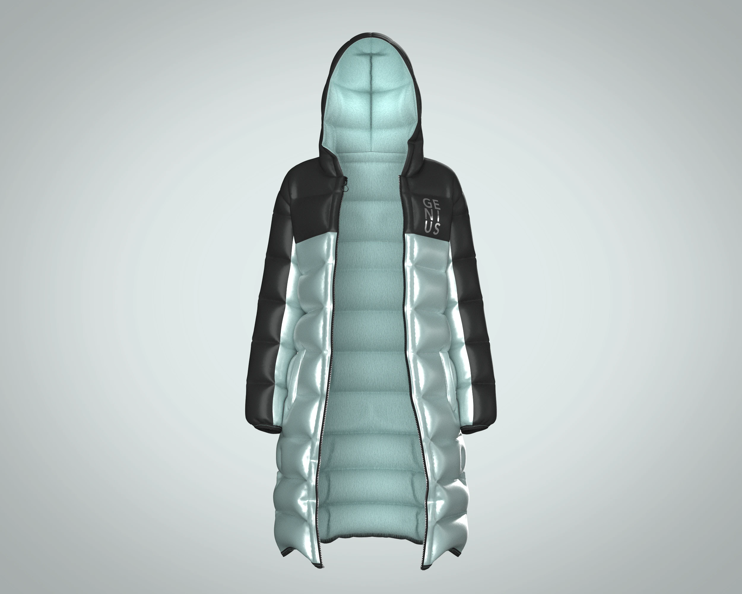 Girls Puffect Long Line Puffer Hoodie 3D Model .c4d .max .obj .3ds .fbx .stl .blend 