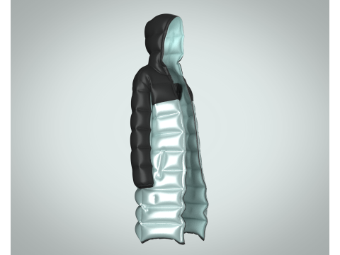 Girls Puffect Long Line Puffer Hoodie 3D मॉडल