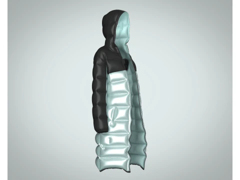 Girls Puffect Long Line Puffer Hoodie 3D Model