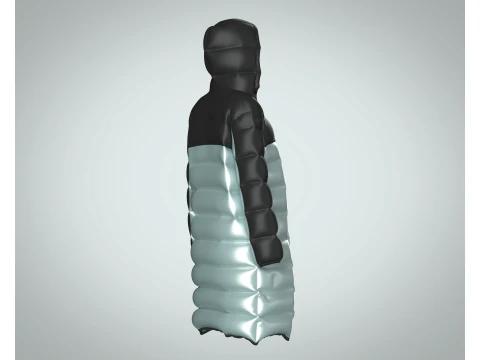 Girls Puffect Long Line Puffer Hoodie 3D Model