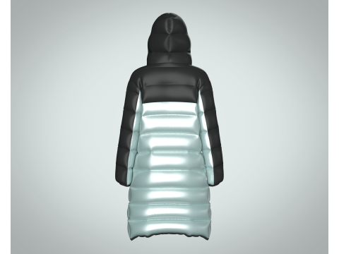 Girls Puffect Long Line Puffer Hoodie 3D मॉडल