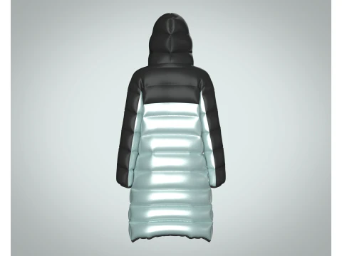 Girls Puffect Long Line Puffer Hoodie 3D Model