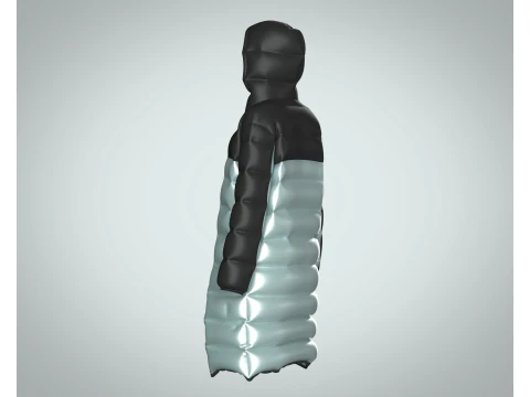 Girls Puffect Long Line Puffer Hoodie 3D Model