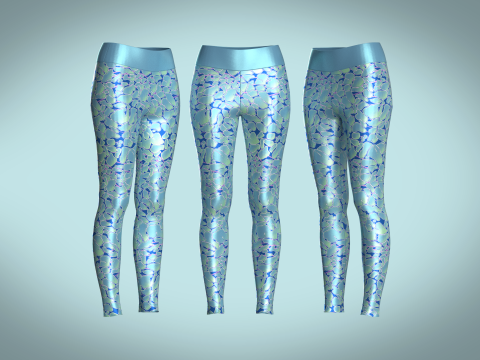 Girls Sports Leggings - Alien Camo Print Model 3D