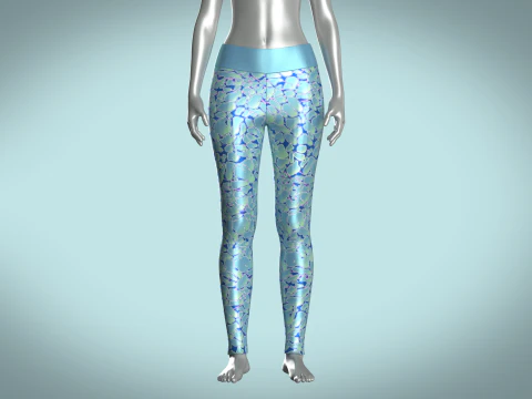 Girls Sports Leggings - Alien Camo Print 3D Model